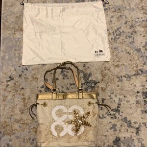 Coach Metallic Starfish Tote w/ bag holder
